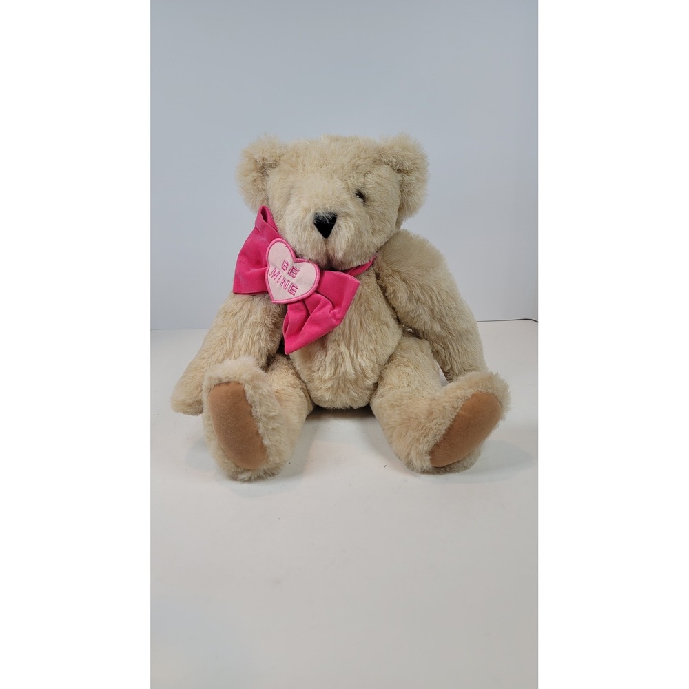 Vermont Teddy Bearβ Be Mine Heart Bow Tan Plush Stuffed Animal Handmade 12 inch